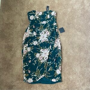 Lulus Size L Floral Strapless Green Dress